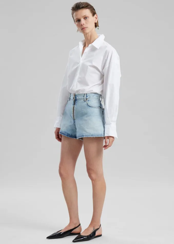 Women The Frankie Shop Bottoms Haikure Bethany Zip Shorts Stromboli Blue