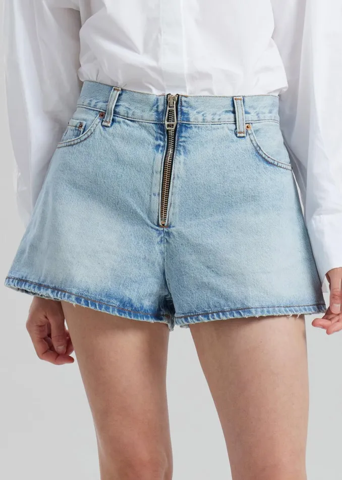 Women The Frankie Shop Bottoms Haikure Bethany Zip Shorts Stromboli Blue
