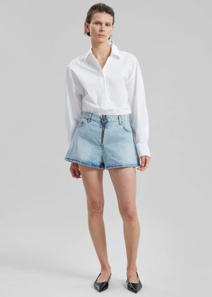 Women The Frankie Shop Bottoms Haikure Bethany Zip Shorts Stromboli Blue