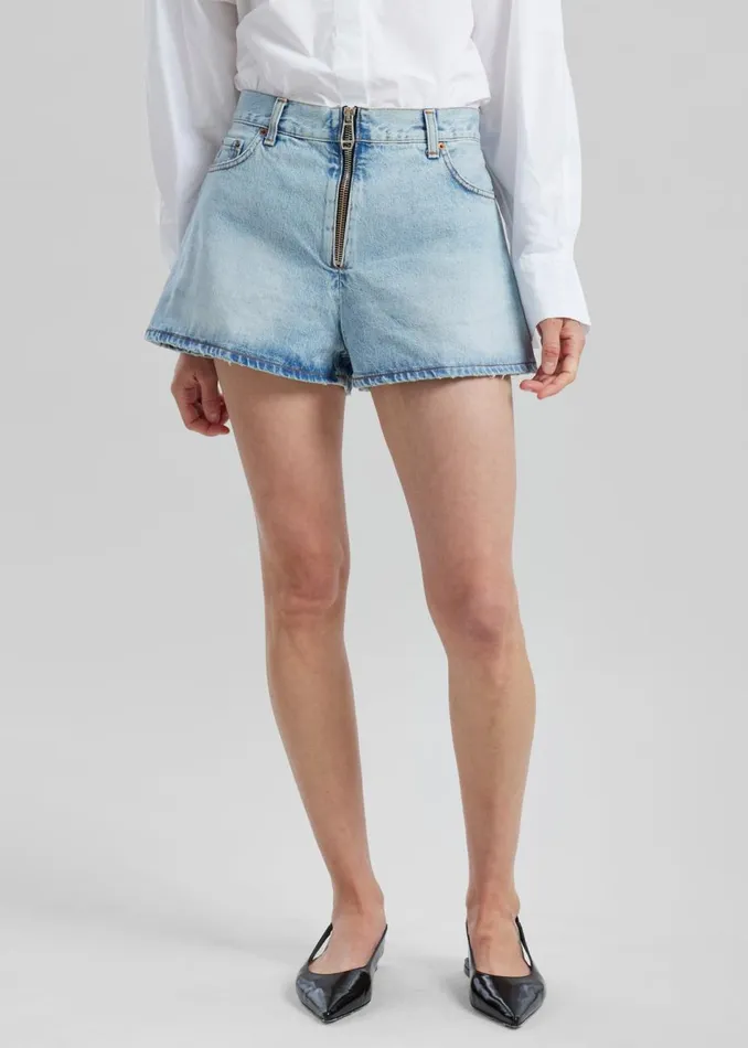Women The Frankie Shop Bottoms Haikure Bethany Zip Shorts Stromboli Blue