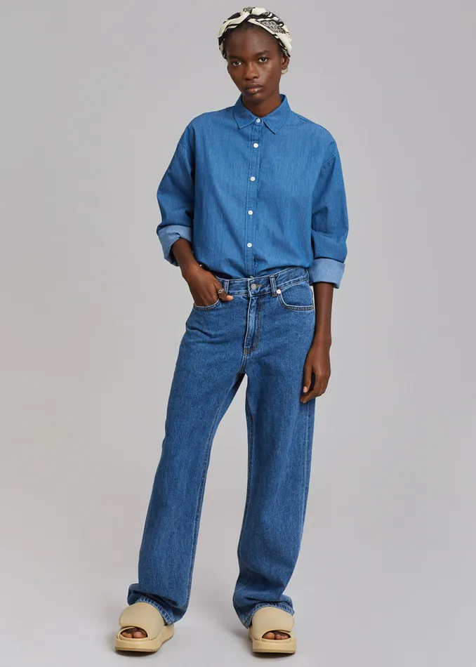 Women The Frankie Shop Bottoms Hari Straight Jeans Dark Indigo