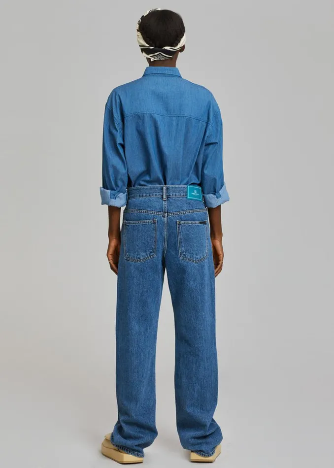 Women The Frankie Shop Bottoms Hari Straight Jeans Dark Indigo