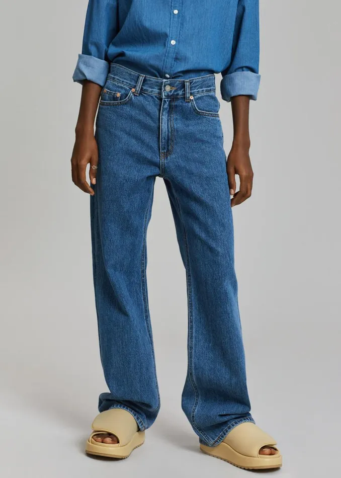 Women The Frankie Shop Bottoms Hari Straight Jeans Dark Indigo