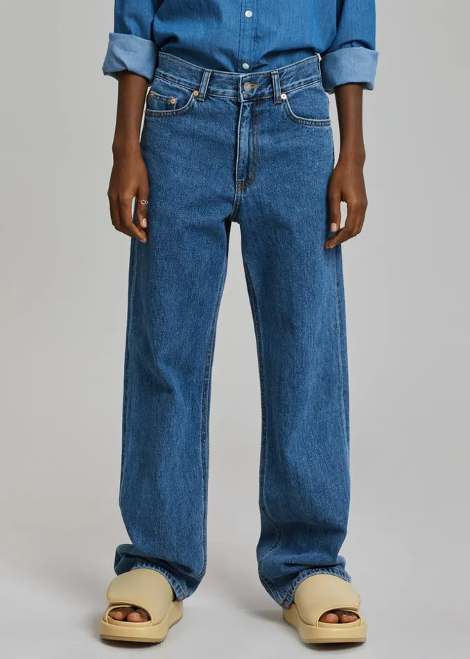 Women The Frankie Shop Bottoms Hari Straight Jeans Dark Indigo