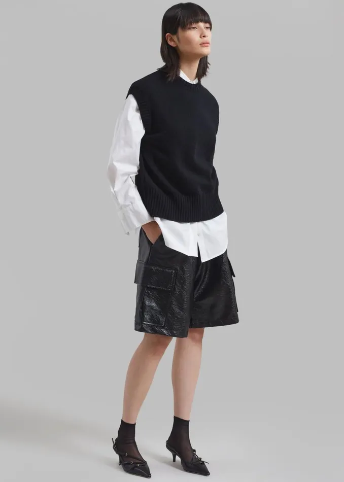 Women The Frankie Shop Bottoms Hariette Faux Leather Shorts Black