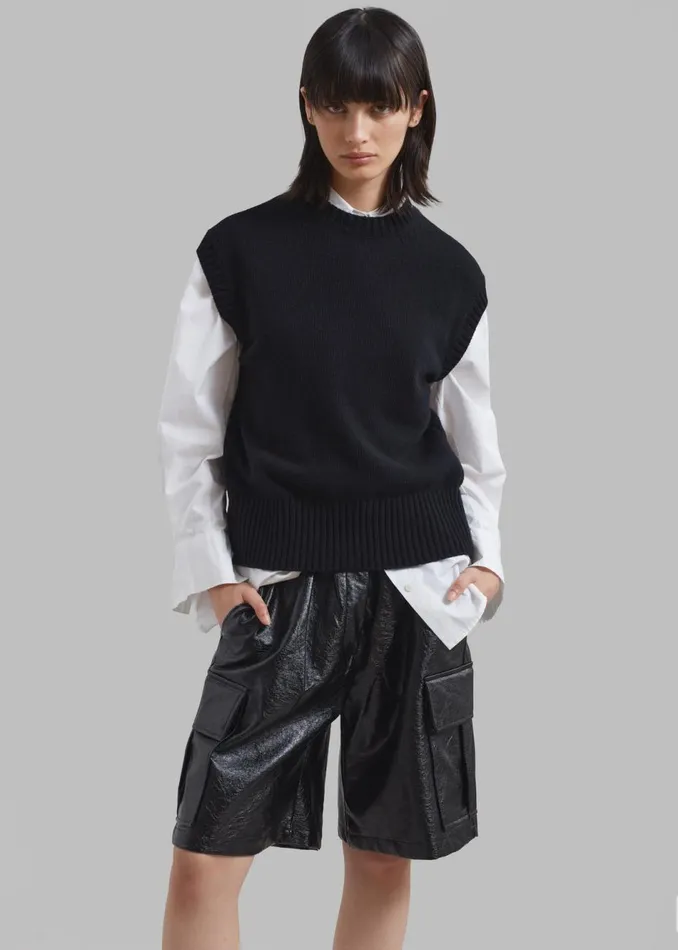 Women The Frankie Shop Bottoms Hariette Faux Leather Shorts Black