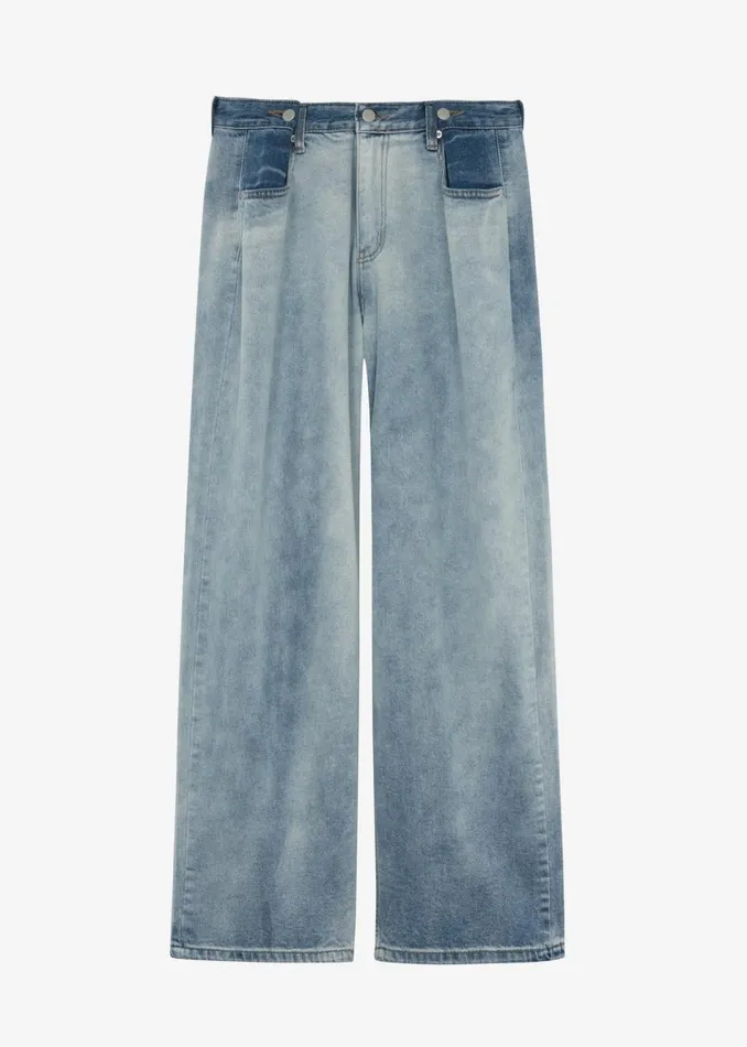 Women The Frankie Shop Bottoms Hayla Contrast Denim Pants Light Washblue
