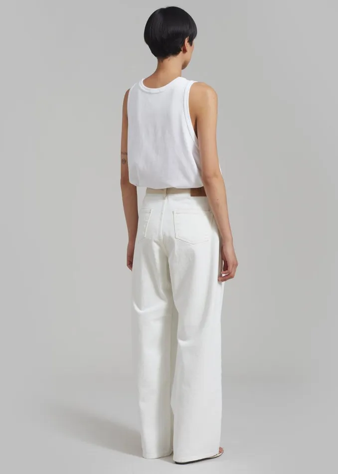 Women The Frankie Shop Bottoms Hayla Contrast Denim Pants Off Whitebeige