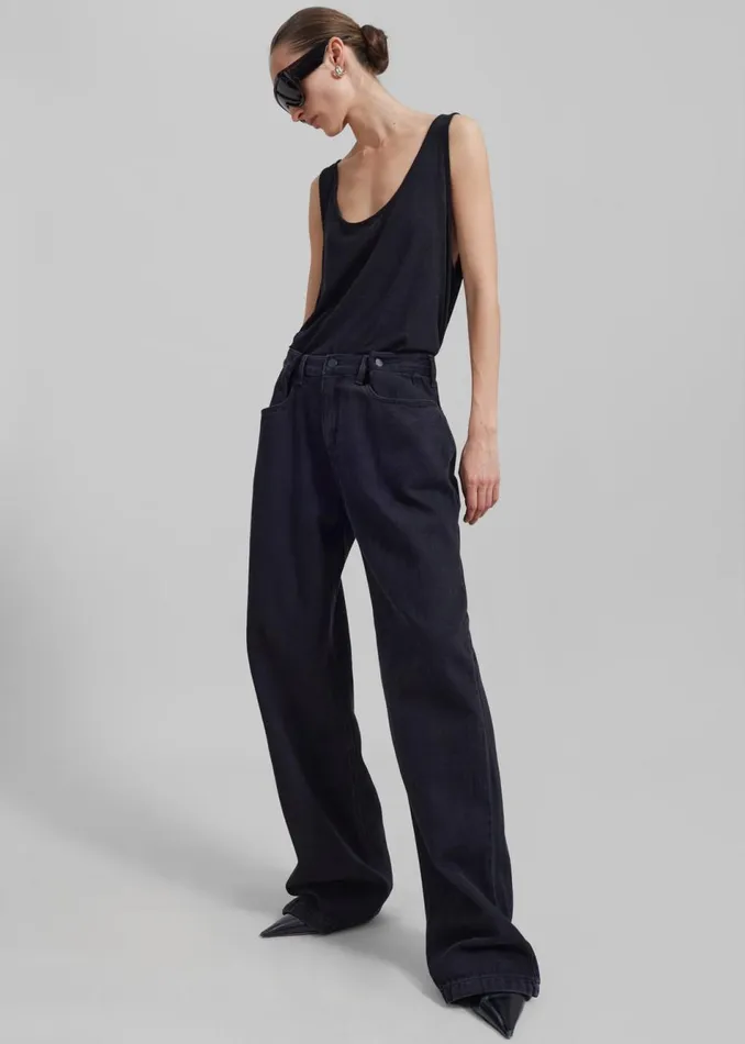 Women The Frankie Shop Bottoms Hayla Denim Pants Black Wash
