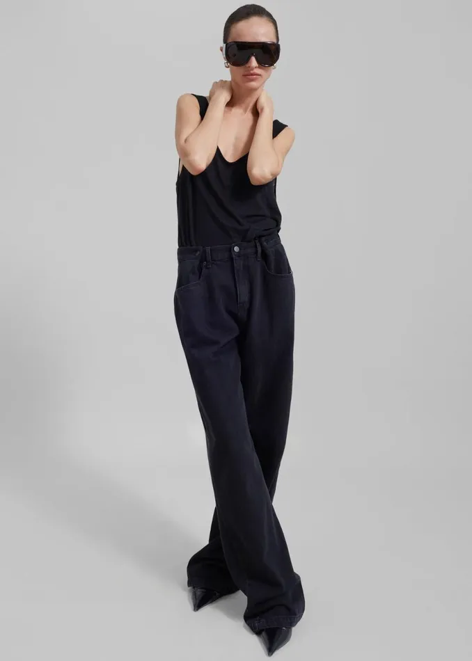 Women The Frankie Shop Bottoms Hayla Denim Pants Black Wash
