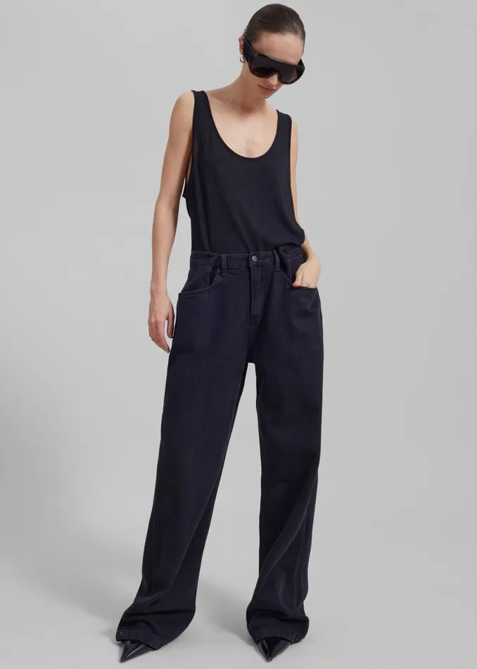 Women The Frankie Shop Bottoms Hayla Denim Pants Black Wash