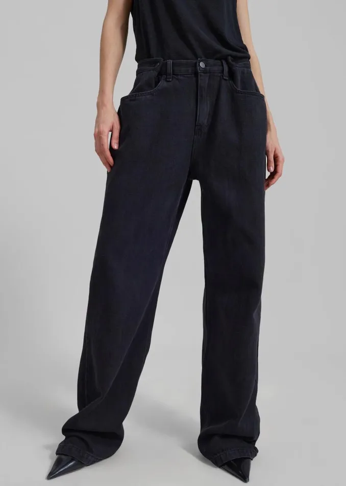 Women The Frankie Shop Bottoms Hayla Denim Pants Black Wash