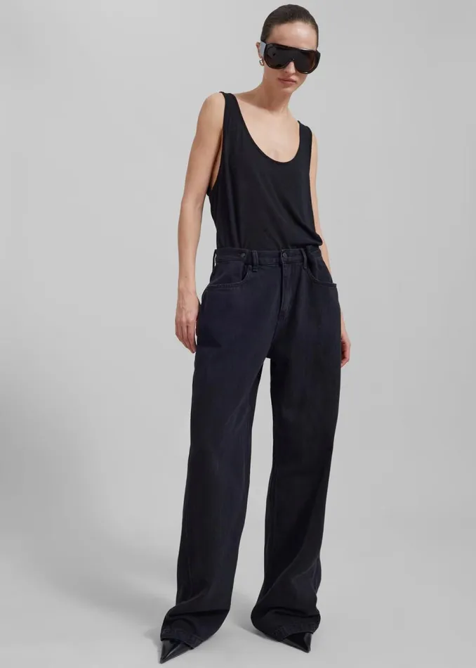Women The Frankie Shop Bottoms Hayla Denim Pants Black Wash