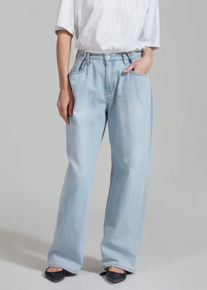 Women The Frankie Shop Bottoms Hayla Denim Pants Light Wash