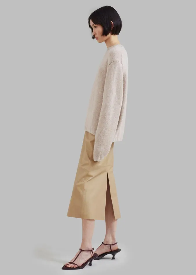 Women The Frankie Shop Bottoms Heather Leather Pencil Skirt Beige