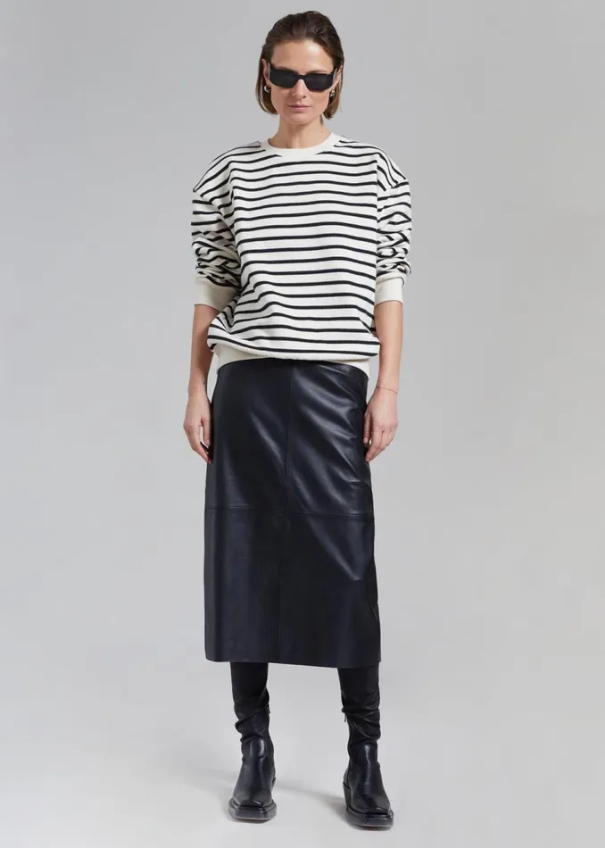 Women The Frankie Shop Bottoms Heather Leather Pencil Skirt Black