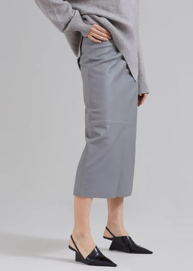Women The Frankie Shop Bottoms Heather Leather Pencil Skirt Grey