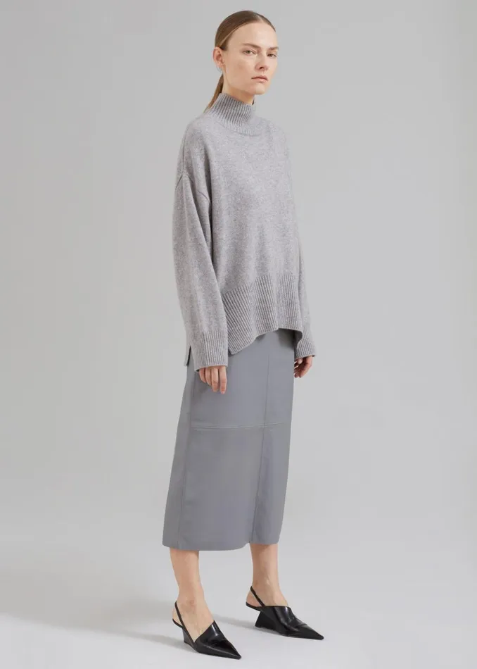 Women The Frankie Shop Bottoms Heather Leather Pencil Skirt Grey