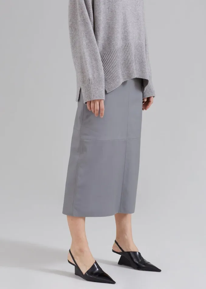 Women The Frankie Shop Bottoms Heather Leather Pencil Skirt Grey
