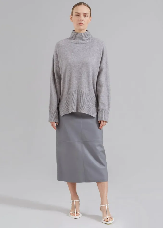 Women The Frankie Shop Bottoms Heather Leather Pencil Skirt Grey