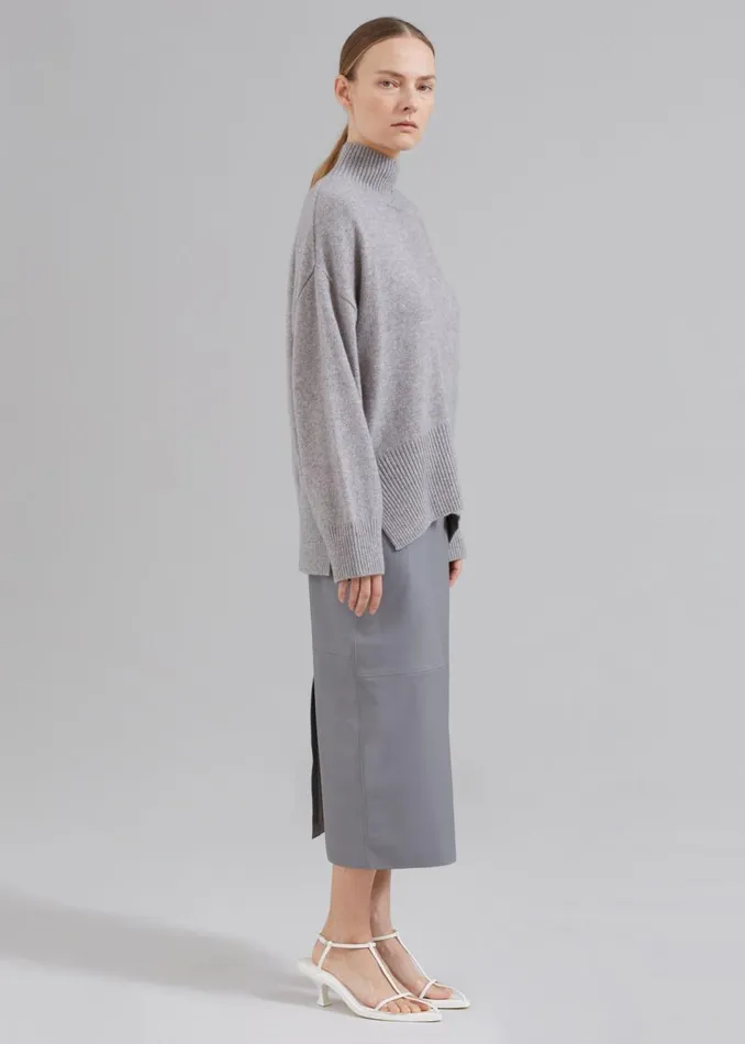 Women The Frankie Shop Bottoms Heather Leather Pencil Skirt Grey