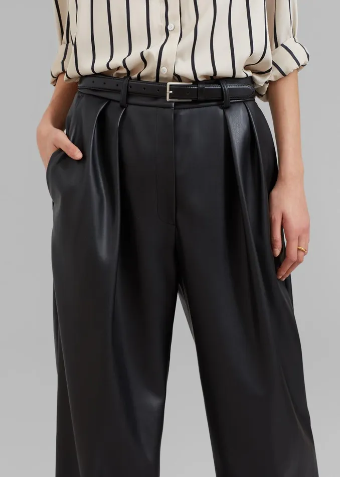 Women The Frankie Shop Bottoms Helsinki Faux Leather Pants Black