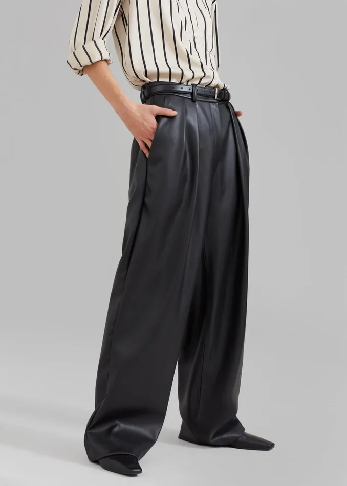 Women The Frankie Shop Bottoms Helsinki Faux Leather Pants Black