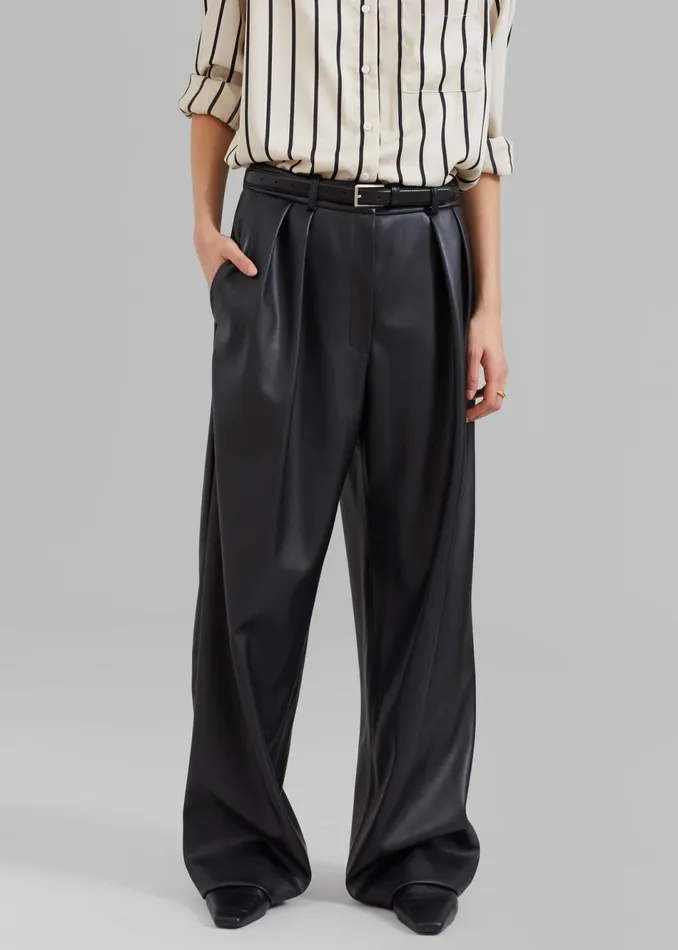 Women The Frankie Shop Bottoms Helsinki Faux Leather Pants Black