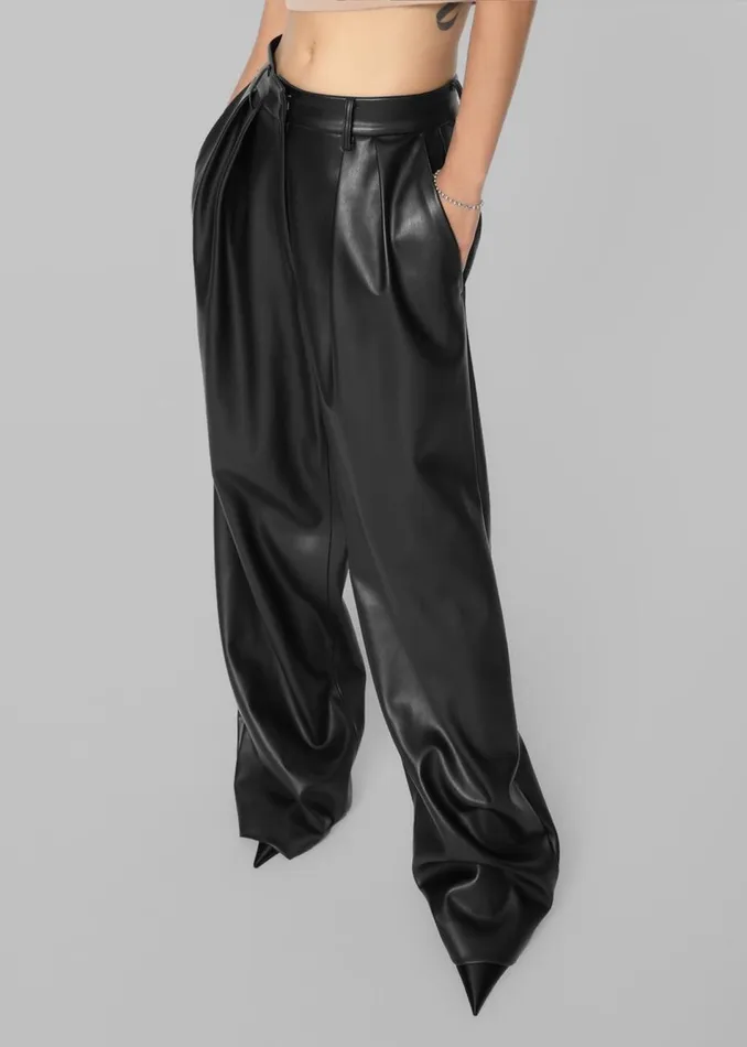 Women The Frankie Shop Bottoms Helsinki Faux Leather Pants Black