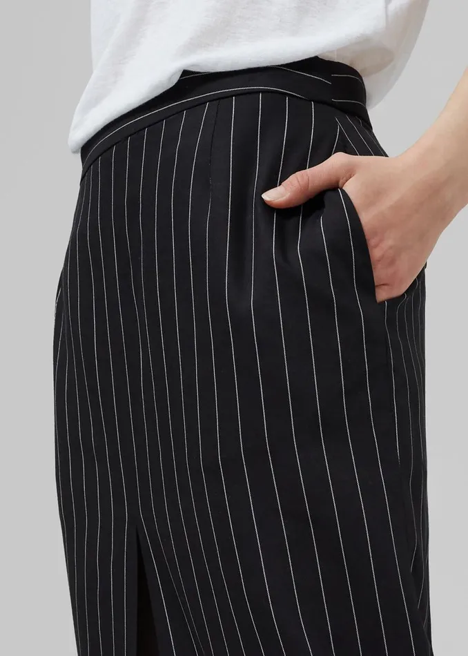 Women The Frankie Shop Bottoms Holland Midi Slit Skirt Blackwhite Pinstripe