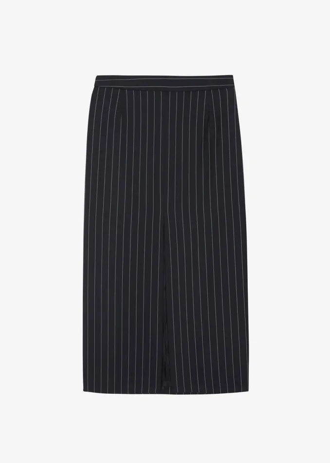 Women The Frankie Shop Bottoms Holland Midi Slit Skirt Blackwhite Pinstripe