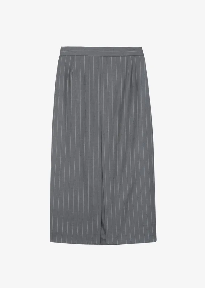 Women The Frankie Shop Bottoms Holland Midi Slit Skirt Charcoalwhite Pinstripe