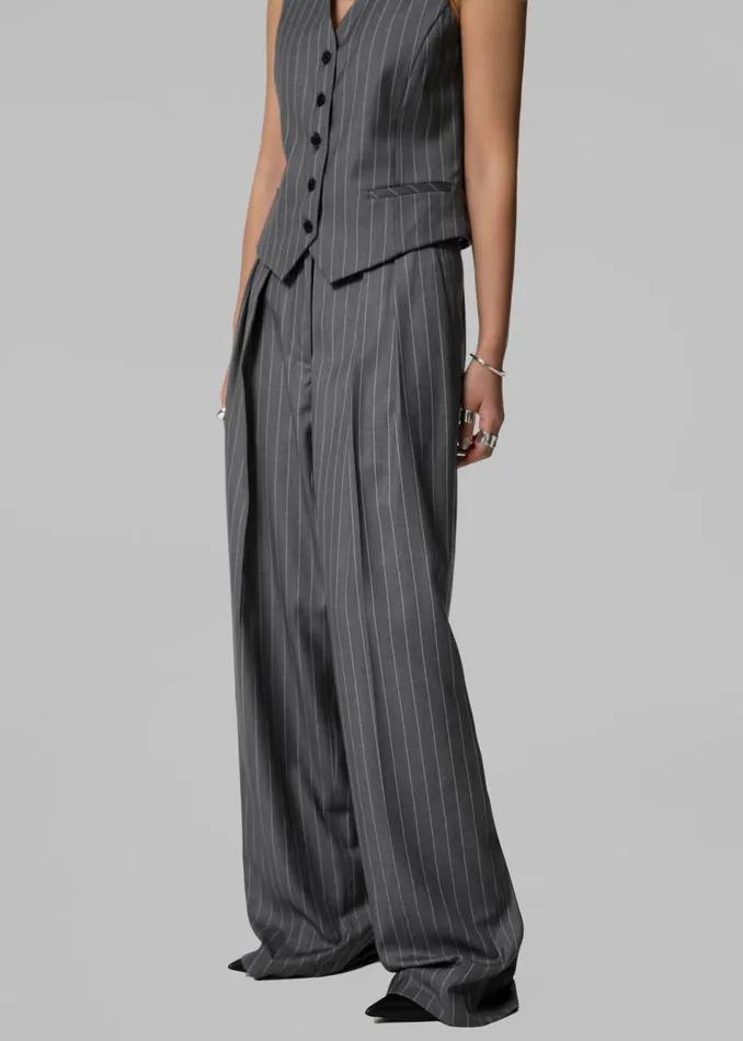 Women The Frankie Shop Bottoms Holland Pleated Trousers Charcoalwhite Pinstripe Women The Frankie Shop Bottoms Holland Pleated Trousers Charcoalwhite Pinstripe