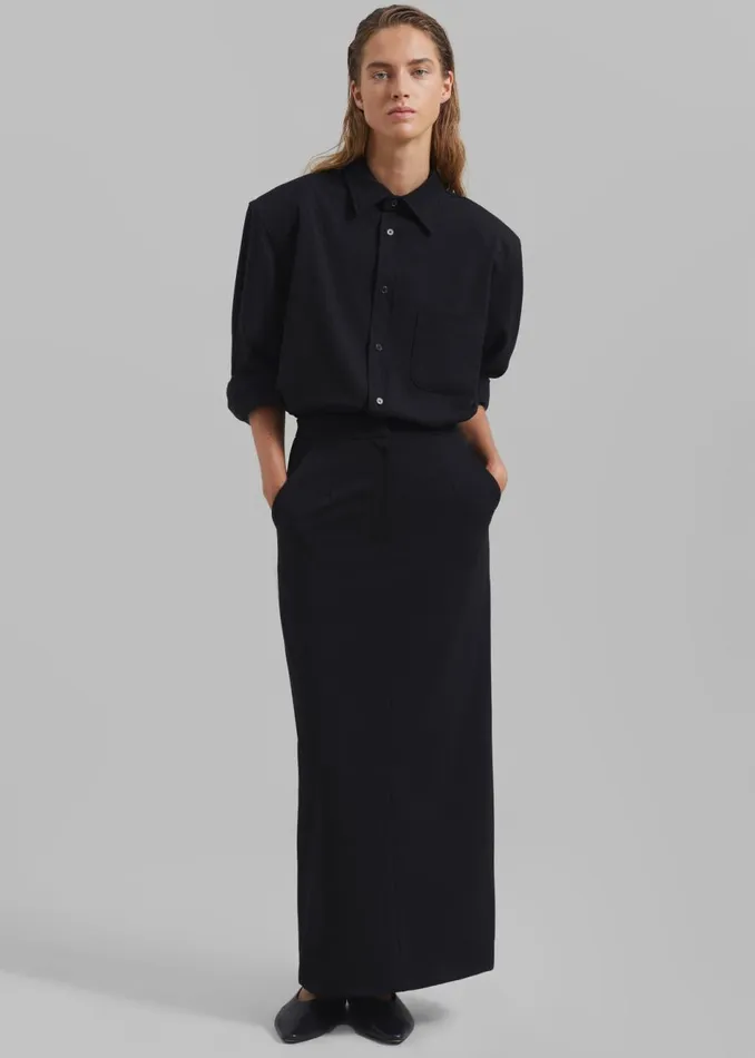 Women The Frankie Shop Bottoms Hollis Back Slit Skirt Black