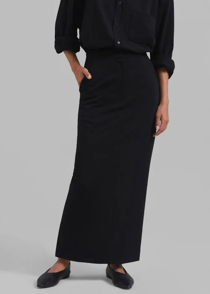 Women The Frankie Shop Bottoms Hollis Back Slit Skirt Black