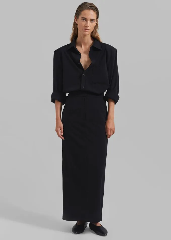 Women The Frankie Shop Bottoms Hollis Back Slit Skirt Black