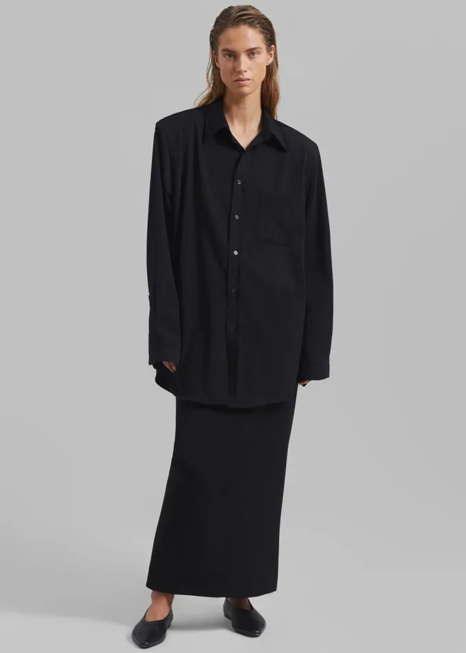 Women The Frankie Shop Bottoms Hollis Back Slit Skirt Black