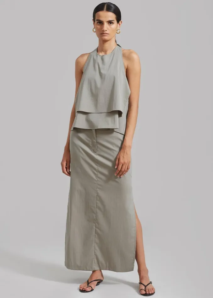 Women The Frankie Shop Bottoms Irene Maxi Skirt Slate Green