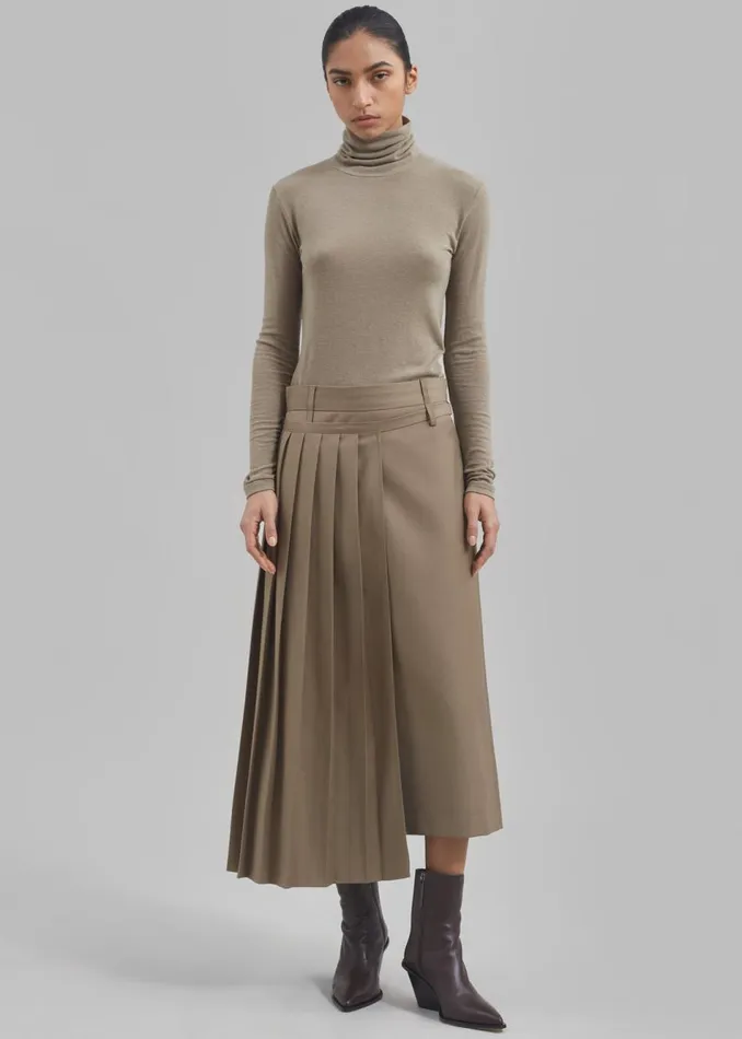 Women The Frankie Shop Bottoms Irie Pleated Skirt Beige