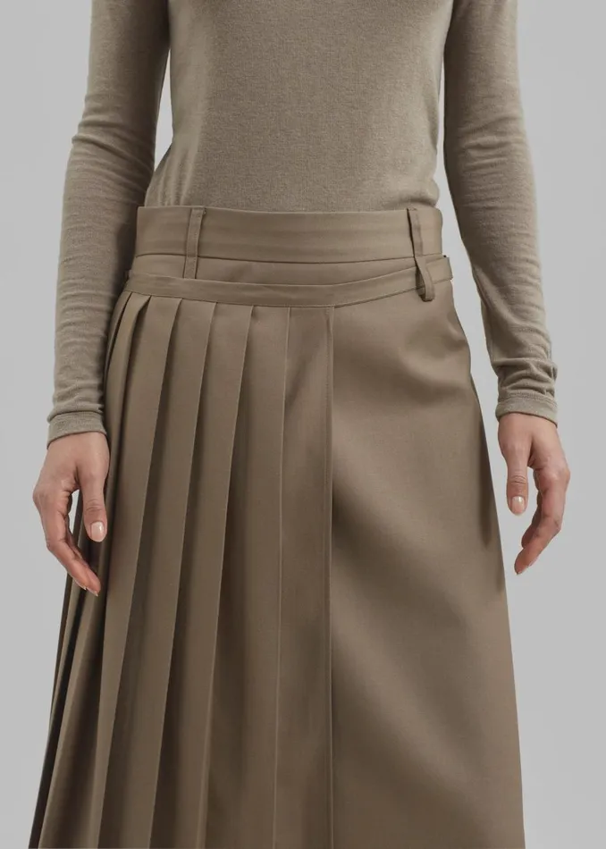 Women The Frankie Shop Bottoms Irie Pleated Skirt Beige