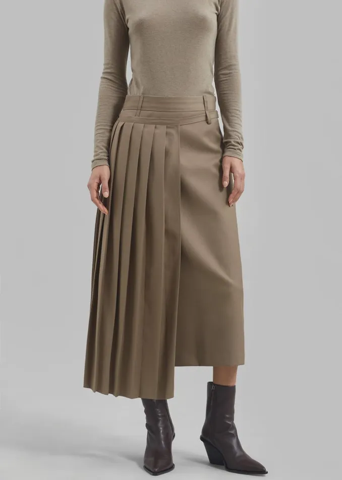 Women The Frankie Shop Bottoms Irie Pleated Skirt Beige