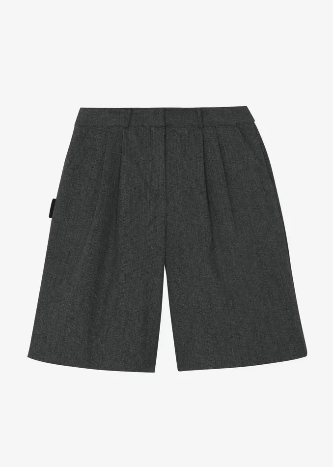 Women The Frankie Shop Bottoms Isara Pleated Shorts Dark Grey Melange