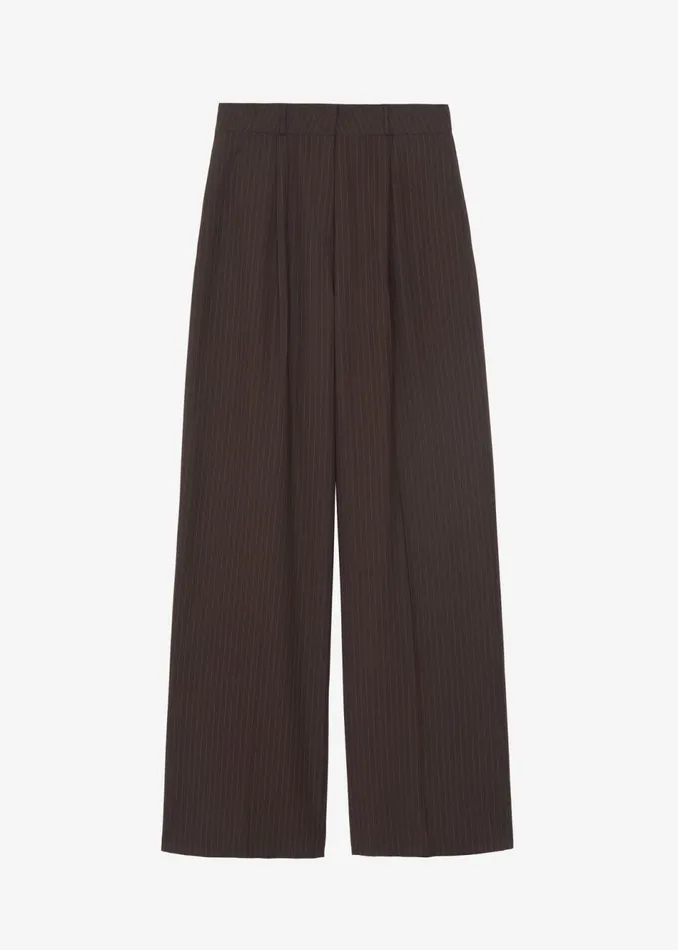 Women The Frankie Shop Bottoms Ivey Pintuck Trousers Brownwhite Pinstripe