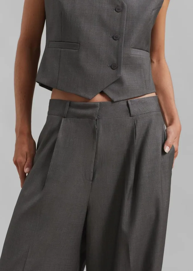 Women The Frankie Shop Bottoms Ivey Pintuck Trousers Grey Melange