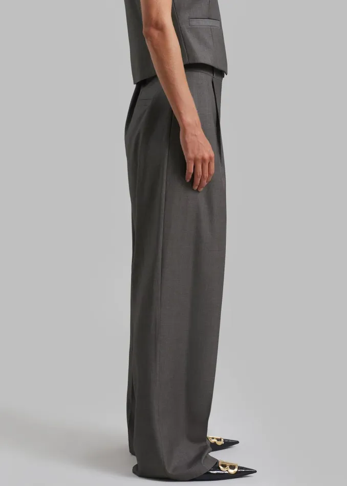 Women The Frankie Shop Bottoms Ivey Pintuck Trousers Grey Melange