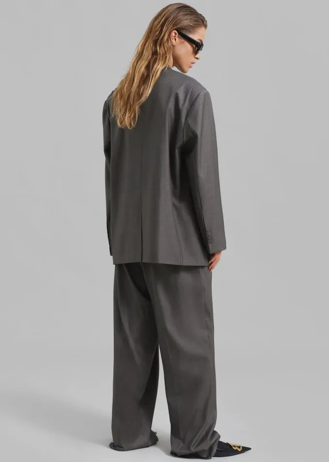 Women The Frankie Shop Bottoms Ivey Pintuck Trousers Grey Melange