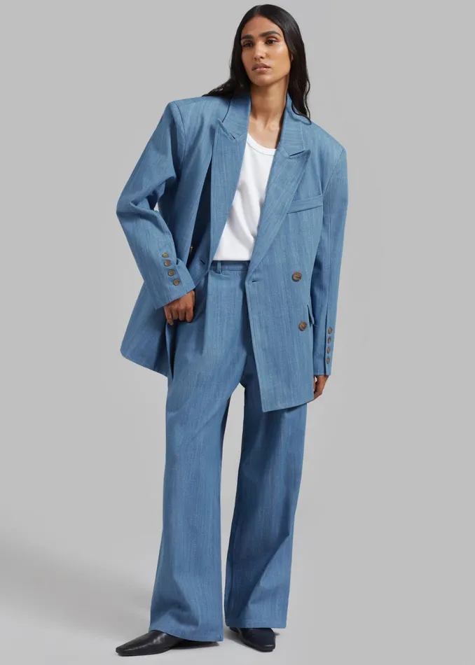 Women The Frankie Shop Bottoms Jan Denim Pants Blue