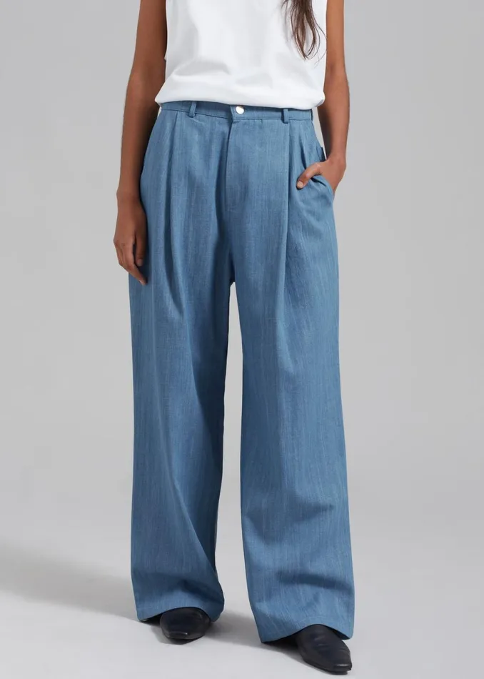 Women The Frankie Shop Bottoms Jan Denim Pants Blue
