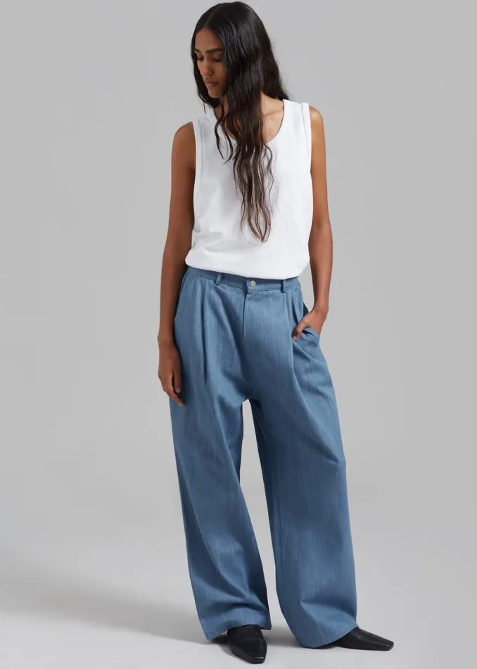 Women The Frankie Shop Bottoms Jan Denim Pants Blue
