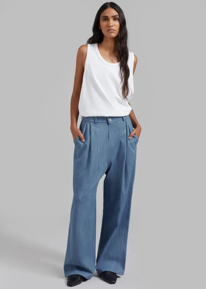 Women The Frankie Shop Bottoms Jan Denim Pants Blue